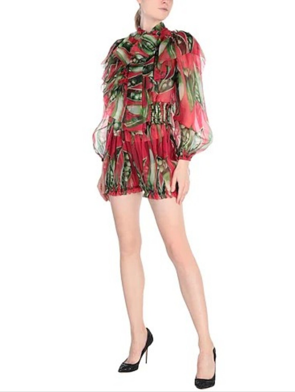 NWT Dolce & Gabbana Red Organza Floral Romper With Ruffles 2018 SZ 40